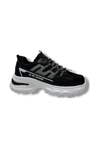 Marco Jamper 2286-26 Anorak Deri Anatomik Kadın Sneaker Siyah Beyaz Siyah