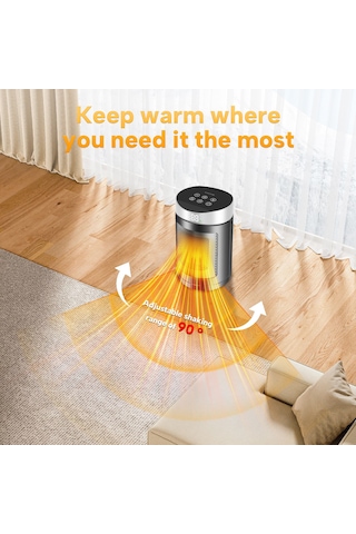 Dokunmatik Ekran Uzaktan Kumandalı Masaüstü Ev Tipi Pratik Isıtıcı Gümüş