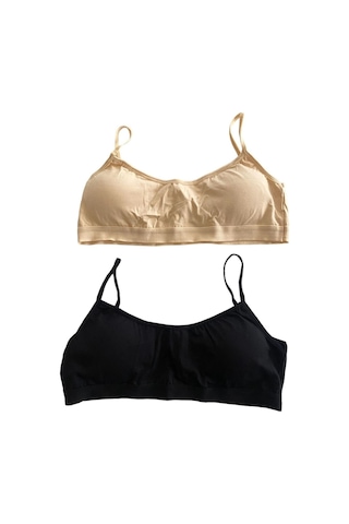 Underwear Bodyway 2'li Ip Askılı Petli Büstiyer 90/95 Ten Rengi - Siyah