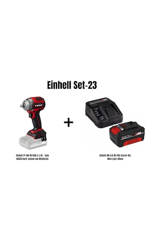 Einhell Set-23 TP-CW 18/350-C Li Bl - Solo Akülü Darbeli Somun Sıkma Makinesi + Einhell 18V 4AH Pxc Starter Kit Akü & Şarj Cihazı