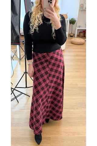 Modaonna Bordo Ekose Maxi Etek