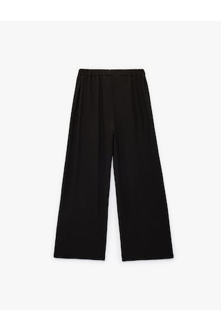 Koton Beli Lastikli Yırtmaç Detaylı Dokulu Geniş Paça Pantolon Siyah 6skg40010ak Siyah
