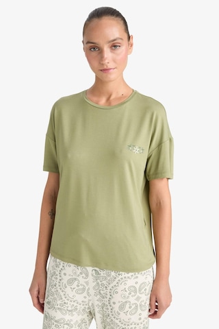 Defacto Pijama Takımı Regular Fit Kısa Kollu Üst Desenli Uzun Alt-fall İn Love F7560ax25augn762 Yeşil