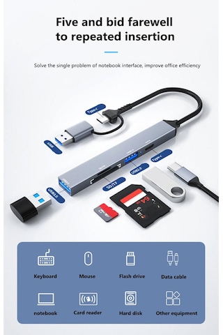 Apera NR22 5 in1 Type-c - Usb Multi Girişli Hub Dock İstasyonu
