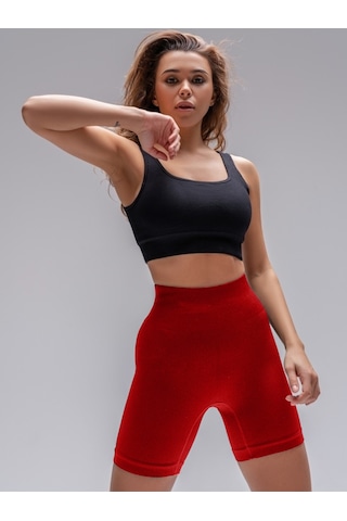 Mistirik Dublin Model Yüksek Bel Fitilli Seamless Biker Şort Kırmızı Renk027 Kırmızı