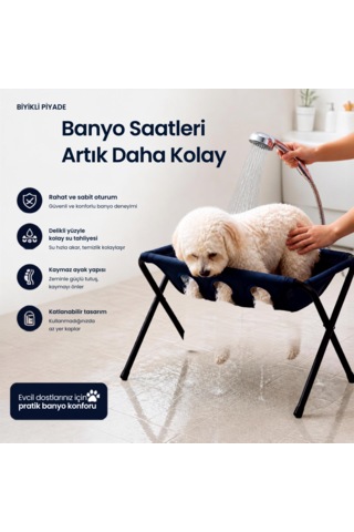Kedi Köpek Yıkama Sandalyesi Katlanabilir Ev Tipi Pet Banyo Küveti Tırnak Kesim Ve Bakım Standı- Lc
