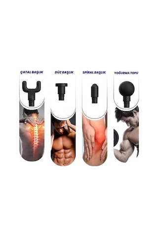 Realx 4 Başlıklı Titreşimli Yoğurmalı 6 Fonksiyonlu Masaj Aleti Siyah