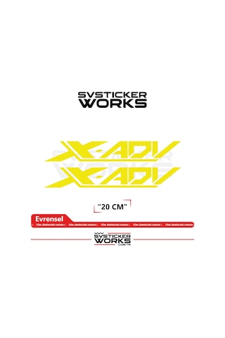 Honda X-adv 750 Sticker Uyumlu Yazı Yüksek Kalite Özel Kesim Folyo 2'li Set Sarı