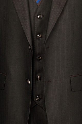 İlayda Emir Luxury, İtalyan Kesim, Slim Fit, Blazer, Çizgili, Erkek Takım Kahverengi