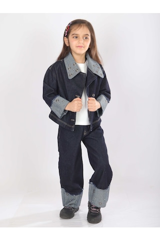 Xo Kids Kız Çocuk 3lü Alt Üst Kombin Takmı 4-13 Yaş Set0478 Mavi