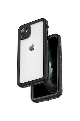 Goocamp Apple iPhone 12 Mini Uyumlu 1-1 Su Geçirmez Kılıf-siyah Siyah