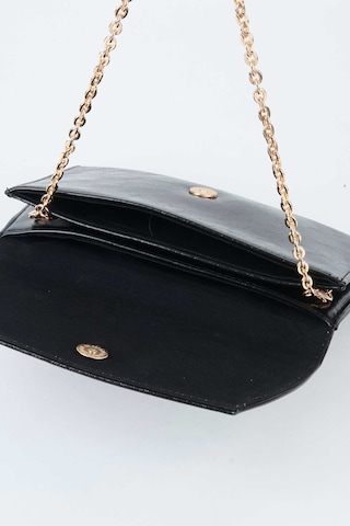 Vivaq Kadın Siyah Zarf Tasarım 2 Bölmeli Mini Zincir Askılı Çıt Çıt Kapama Clutch Ve El Çantası
