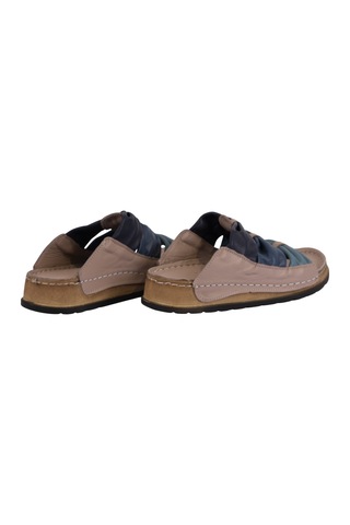 Napa Shoes Hakiki Deri Büzgülü Çok Bantlı Rahat Taban Kadın Terlik Napa-307 Vizon