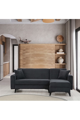 Sera Köşe Fitilli Kumaş Koltuk Antrasit Siyah