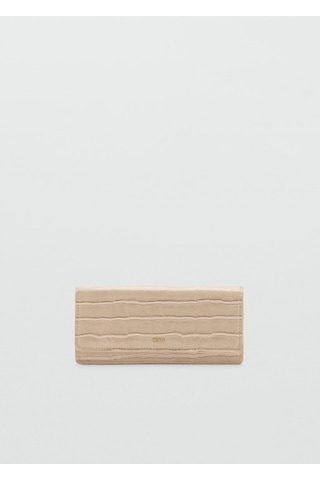 Timsah Derisi Görünümlü Bozuk Para Cüzdanı Bej