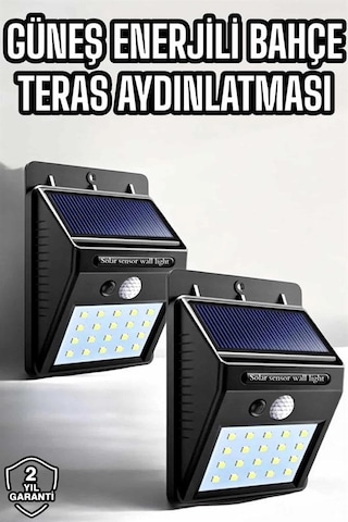 Mey İthalat Solar Güneş Enerji Panelli Sensörlü Lamba Enerji Tasarruflu Çok Renkli