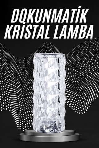 Kristal Lamba Masa Lambası Şarjlı Masa Lambası Dokunmatik Sensör Usb Şarjlı Çok Renkli
