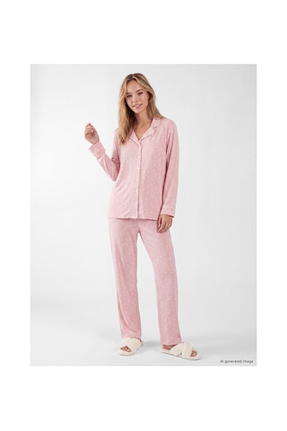 Lcw Dream Pembe Gömlek Yaka Desenli Kadın Pijama Takım
