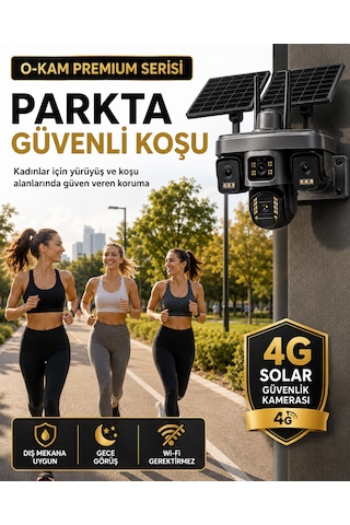 O-kam Ok335set2 12mp 4 Kameralı 4g Çift Solar Panel Gece Görüş 180gb 12ayx15gb Turkcell +32gb Hafıza