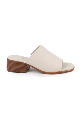 Mammamia Kadın Günlük Ayakkabı Slip-on Lazer Kesim Kısa Topuklu Hakiki Deri Anne Ayakkabısı 26y-1670 Bej