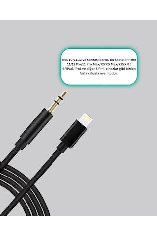 Apple Uyumlu iPhone Lightning 3 5mm Aux Çevirici Kablo Jh 023 Stereo Ses Aktarıcı