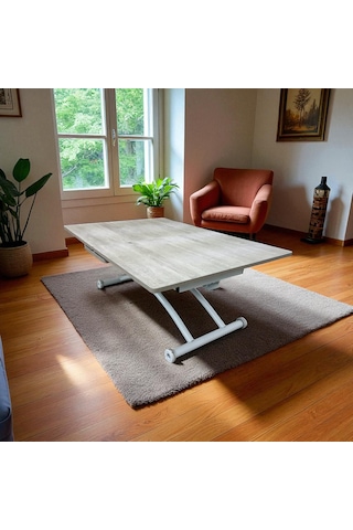 Ortadan Açılır Akıllı Masa Üst Mdf Lizbon Alt Ayak Beyaz