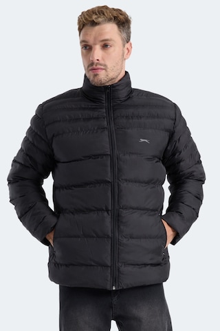 Slazenger Horızon I Erkek Dik Yaka Fermuarlı Siyah Mont & Kaban Siyah