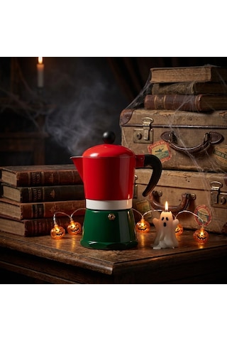 Retro Renkli Moka Pot 3 Fincan Kahve Demleyici