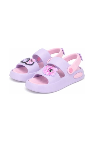 Wordex Twg 4505 Süs Detaylı Çocuk Park Bahçe Plaj Sahil Yazlık Sandalet Terlik Lila - Pembe