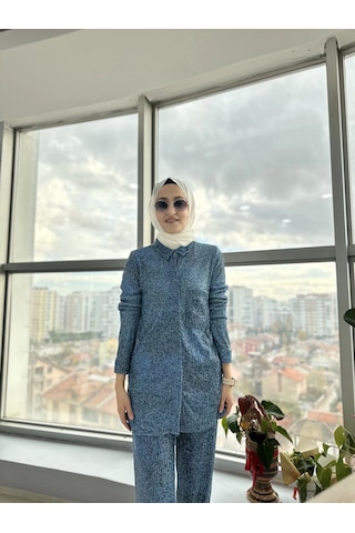 TOUCHE Denim Efektli Payet Gömlek Mavi