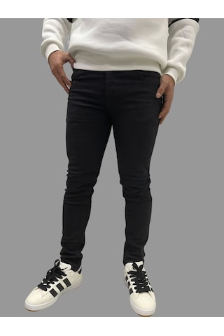 Erkek Dar Paça Düz Newone Siyah Kot Pantolon Siyah
