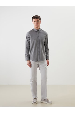Lcwaıkıkı Classic Gri Regular Fit Armürlü Cepli Erkek Gömlek
