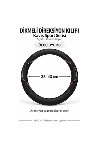 Trobus Citroen Jumpy 2024 Ve Sonrası Dikmeli Direksiyon Kılıfı Kavis Sport Siyah Kırmızı-beyaz
