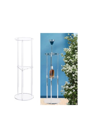 Suntek Şeffaf Akrilik Sehpa Yuvarlak Başucu Sehpası Balkon Ev