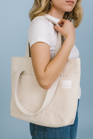 Kadın Krem El Omuz Ve Plaj Çantası Kanvas Çok Amaçlı Kullanım Krem