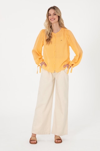 U.S. Polo Assn. Kadın Ekru Loose Fit Kanvas Pantolon 50309133-VR019