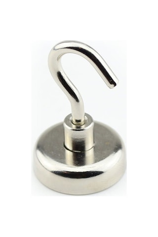 Ay Magnet Çap 25mm Kanca Mıknatıs -Güçlü Neodyum Pot Mıknatıs N35
