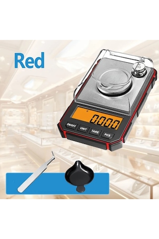 Dashanshop 1 Adet Yüksek Hassasiyetli Dijital Cep Terazisi Red 50g Kapasite 0001g Çözünürlük Lcd Ekran Hafif Taşınabilir Mücevher Toz İlaçlar İçin -