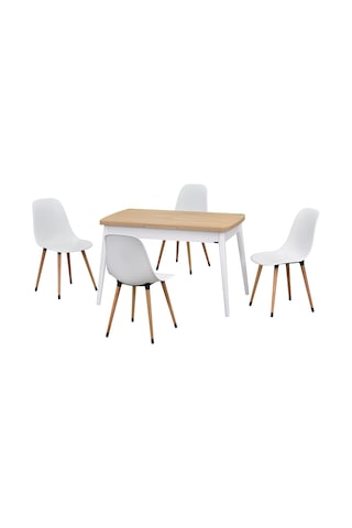 Vilinze Eames Sandalye Avanos Ahşap Mdf Açılır Mutfak Masası Takımı - 70x120+30 Cm Beyaz