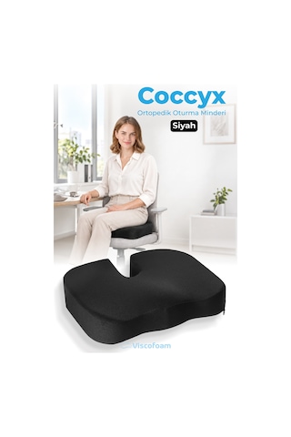 Viscofoam Ortopedik Oturma Minderi Hemeroid Kuyruk Sokumu Coccyx Oturma Minderi Visco Minder Siyah