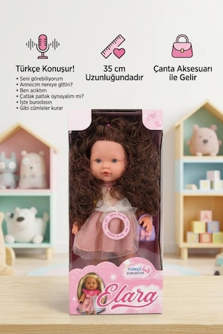 Kumral Elara Türkçe Konuşan 35cm Kafası Kolları Ve Bacakları Et Gövdesi Sert Plastik Oyuncak Bebek 1 03519904