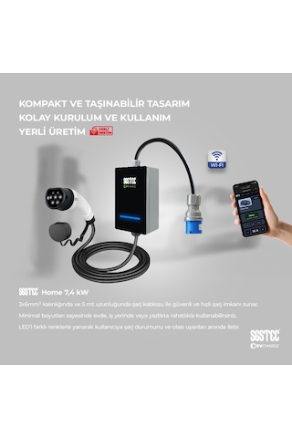 SGSTEC Home 7.4 KW 5 Metre Kablolu Elektrikli Araç Şarj Cihazı