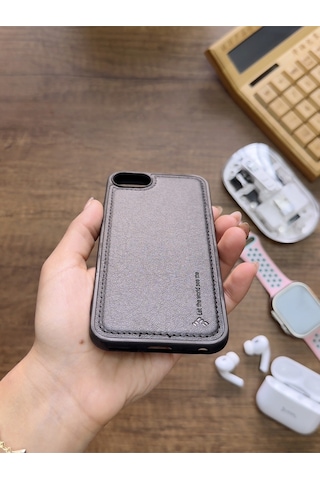 Apple iPhone 7 Uyumlu Premium Deri Dokulu Darbelere Karşı Dayanıklı Nazal Silikon Kılıf Siyah