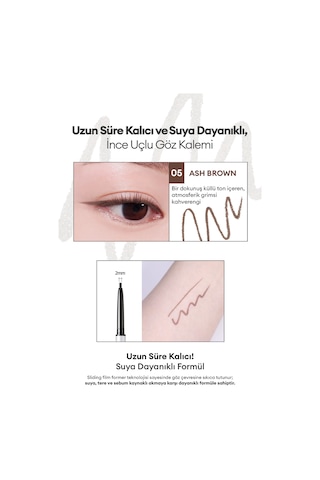 Suya Dayanıklı, İnce Uçlu Göz Kalemi Clıo Sharp So Simple Waterproof Pencil Liner 005 Ash Brown 05