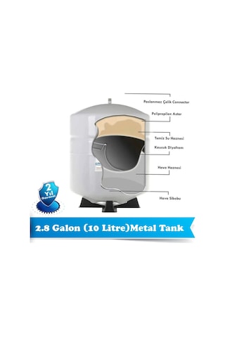 8lt Su Arıtma Tankı Çelik Ekol Tank