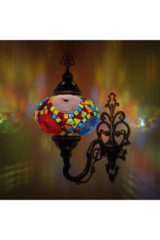 Dekoratif Aplik Otantik Mozaik Lamba Duvar Lambası Çok Renkli