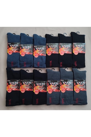 Erkek Kışlık Thermal Havlu Çorap 12 Adet Çok Renkli