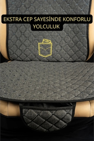 Skoda Enyaq 2021 Sonrası Terletmez Kaymaz Keten Oto Minder Kılıf Komple Set 7 Parça Füme Ön Ve Arka