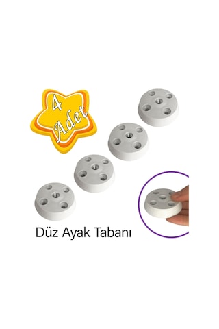 4 Adet Düz Ayak Tabanı Beyaz Mobilya Masa Sehpa Ayağı Bağlantı Aparatı Plastik