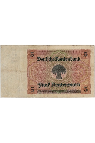Almanya 5 Rentenmark 1926 Çok Temiz.